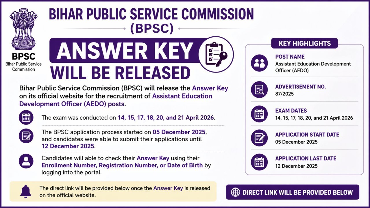 BPSC AEDO Answer Key 2026 Soon